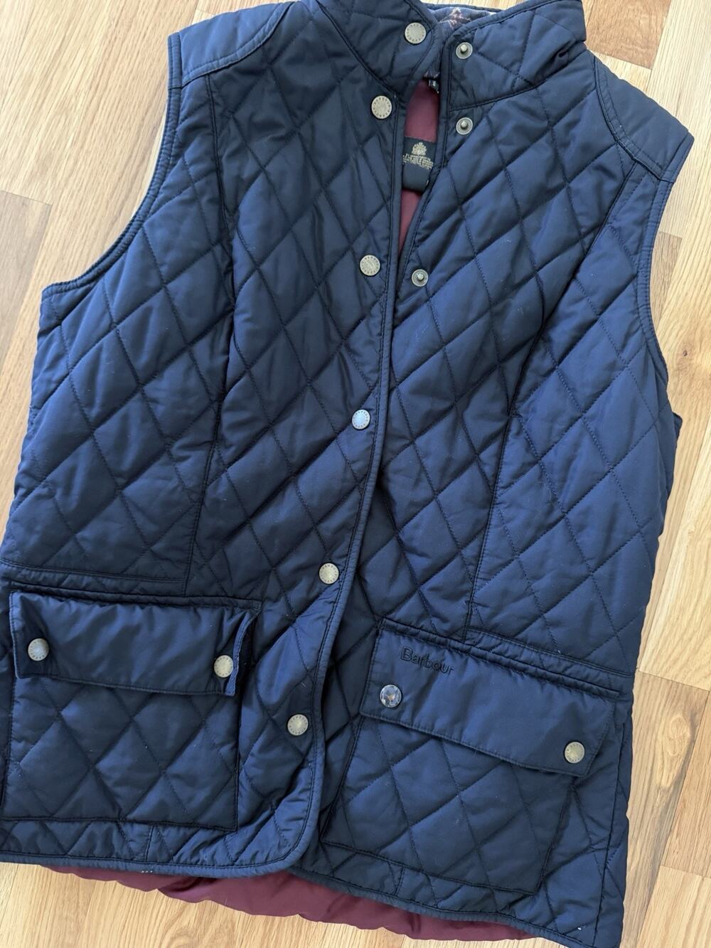 Barbour Womens Navy Blue Quilted Vest Waveney Gilet USA Size 8